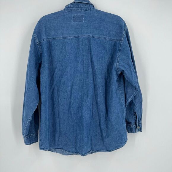 Vintage Christmas denim button down embroidered reindeer shirt Christmas large 1 - Picture 6 of 9